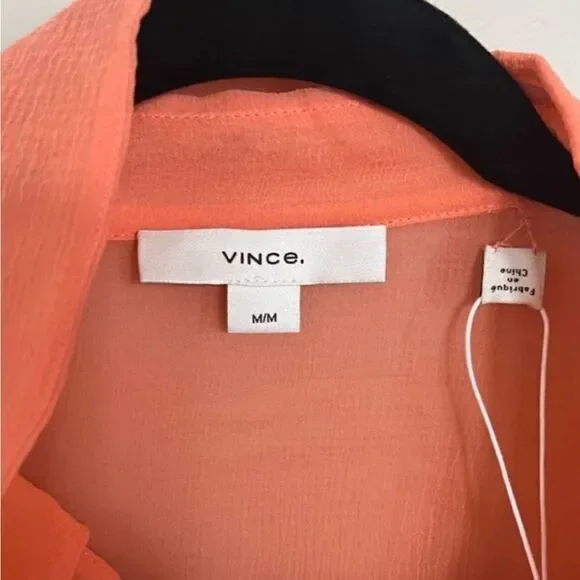 NWT Vince Sheer Crinkled Silk Shirt Style # V936112851 Meduim - Picture 9 of 11